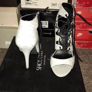 Light gray lace up ankle sandal